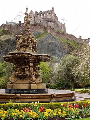 爱丁堡城堡的喷泉