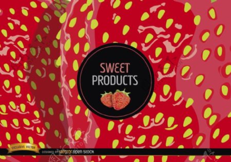 草莓背景与标签