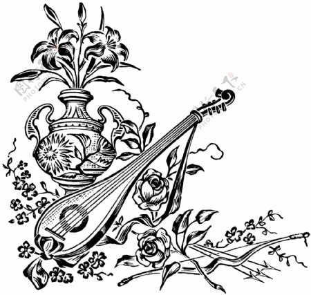 乐器图案古典纹饰欧式图案0288