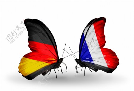德国国旗与蝴蝶国旗图片