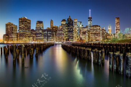 美丽曼哈顿夜景图片