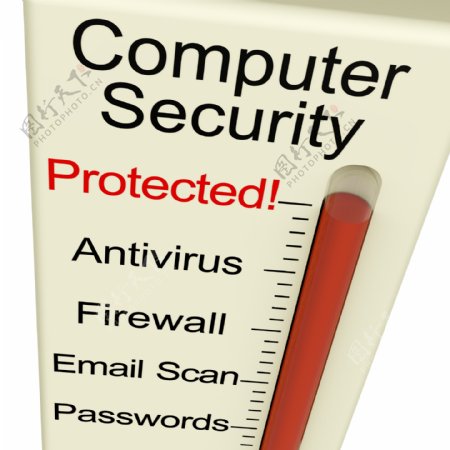 计算机安全保护仪表显示笔记本电脑的网络安全