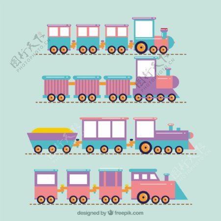 手绘可爱的玩具火车