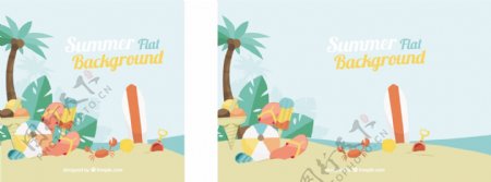柔和彩色沙滩元素棕榈树背景
