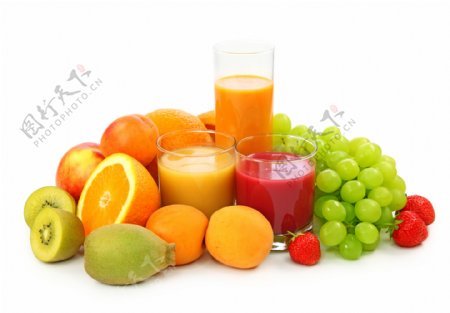 新鲜的水果和果汁图片
