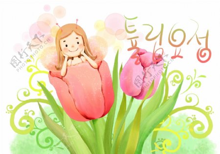 快乐女孩卡通漫画韩式风格分层PSD0230