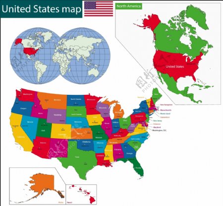 美国合众国国家地图