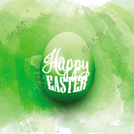 一个绿色水彩背景的复活节蛋