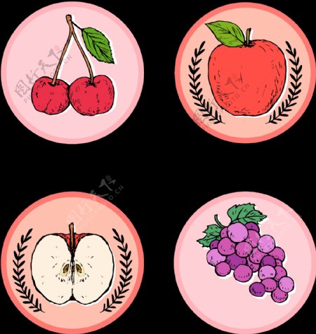粉红色水果标签图标免抠png透明图层素材