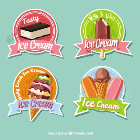 美味的冰淇淋插图贴纸图标