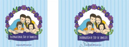 家庭插图背景与花卉细节