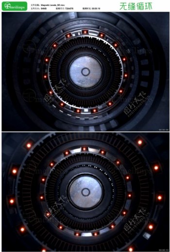 旋转的环形金属隧道循环视频素材SD