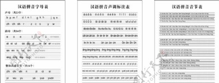 汉语拼音字母表声调表音节表