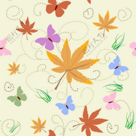 秋天掉落的叶子模板设计元素图案壁纸图