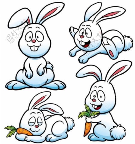 卡通白兔漫画图片