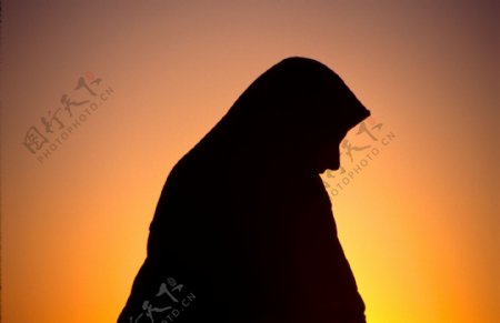 夕阳下的伊斯兰教图片