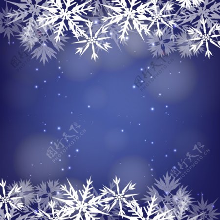 雪花在蓝色的背景灯架
