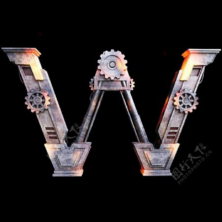 金属字母W