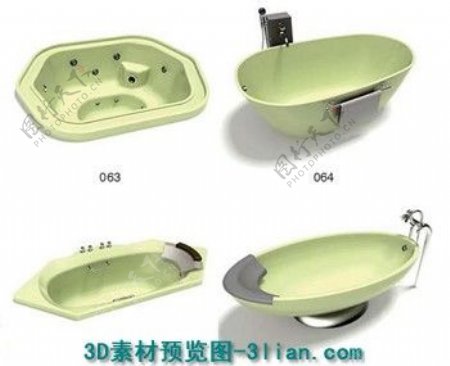 4款3D浴缸浴盆模型