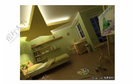 现代儿童卧室3D模型