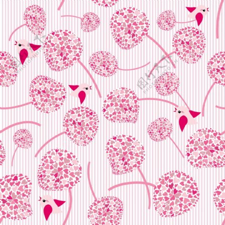 粉色蒲公英卡通水墨矢量花朵纹理背景素材