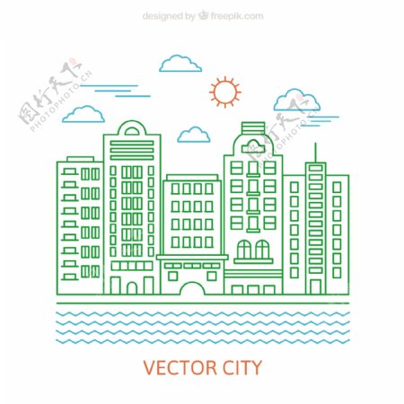 城市建筑的图标
