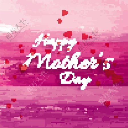 粉红色的笔刷效果母亲节背景