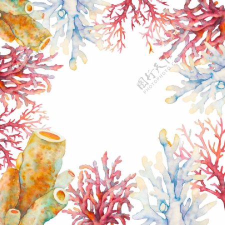 水彩珊瑚背景图片