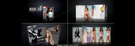 3D效果的时尚杂志翻页动画演示