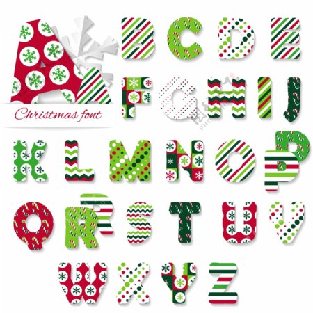 26个创意圣诞节字母矢量图图片