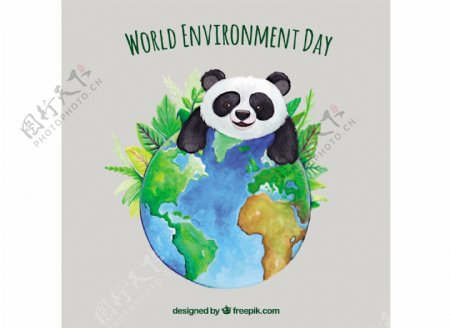 世界环境日可爱熊猫的背景