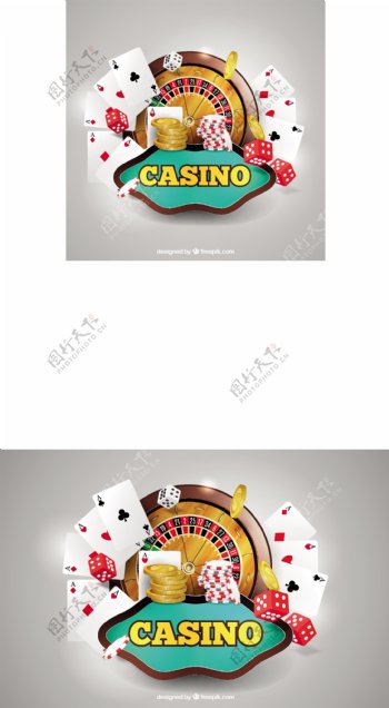 写实风格各种赌场元素背景