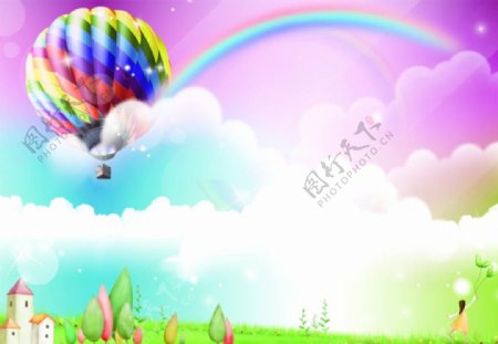 彩虹气球海报背景
