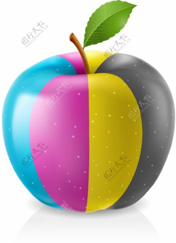彩色颜料图画苹果
