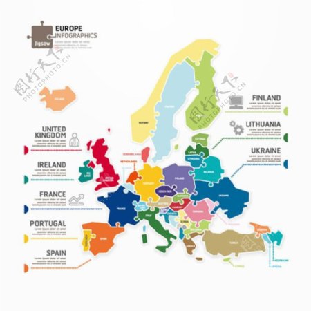 欧洲地图商务信息图矢量素材