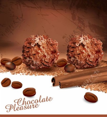 美味巧克力球和咖啡豆矢量素材下载