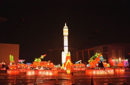 淄博国际会展中心花灯夜景图片