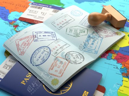 签证护照等旅游元素高清图片