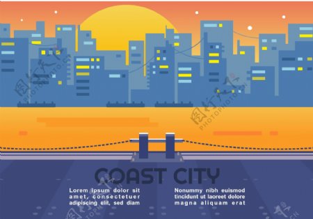 沿海城市插画