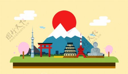 日本风景民族风情插画