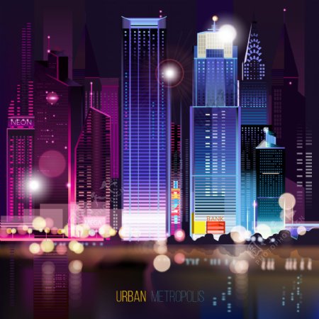 美丽的城市夜景插画