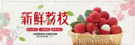 清新水果生鲜食品荔枝新鲜淘宝banner