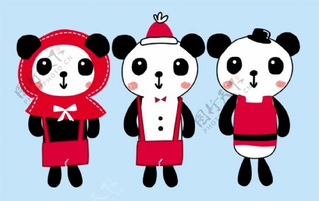 卡通熊猫动物矢量素材