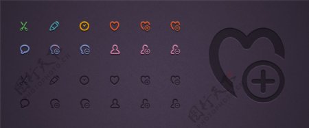 彩色网页线条icon图标设计
