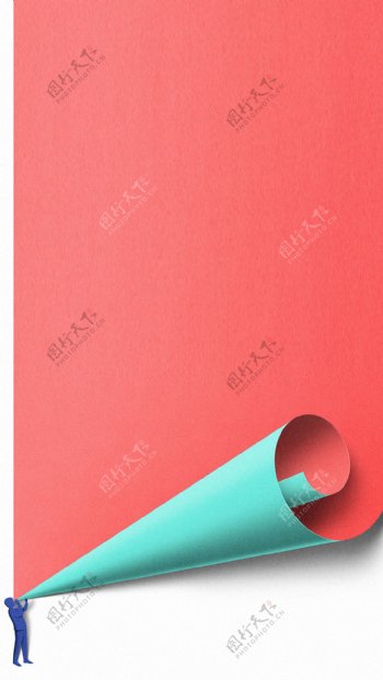 红色纸张卷角H5背景素材