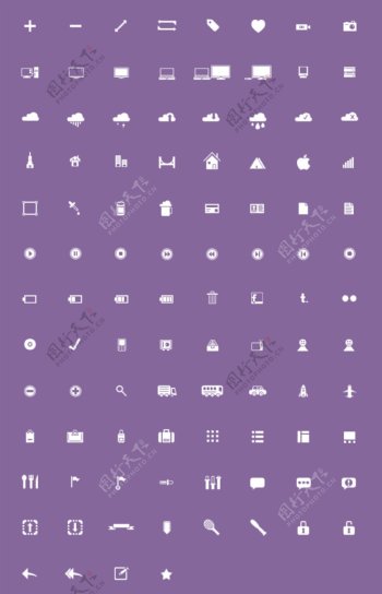 紫色网页线条矢量图标设计