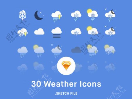 30个天气图标sketch素材
