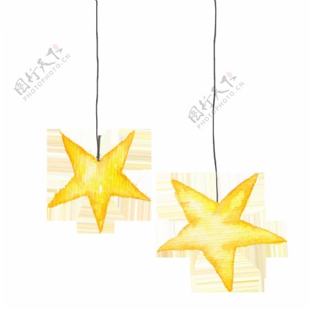黄色星星灯饰圣诞节透明装饰素材