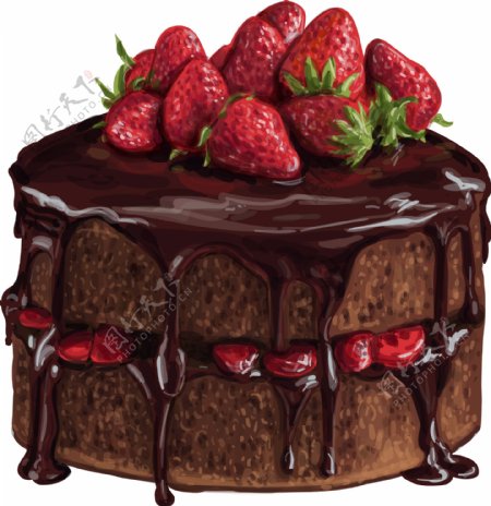 美味的草莓巧克力蛋糕