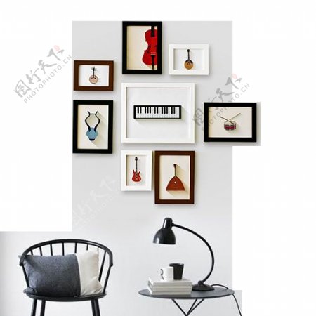 壁画台灯椅子素材图片
